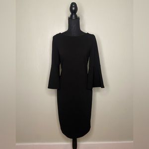 Calvin Klein Dress Black LBD size 8 Bell Sleeves